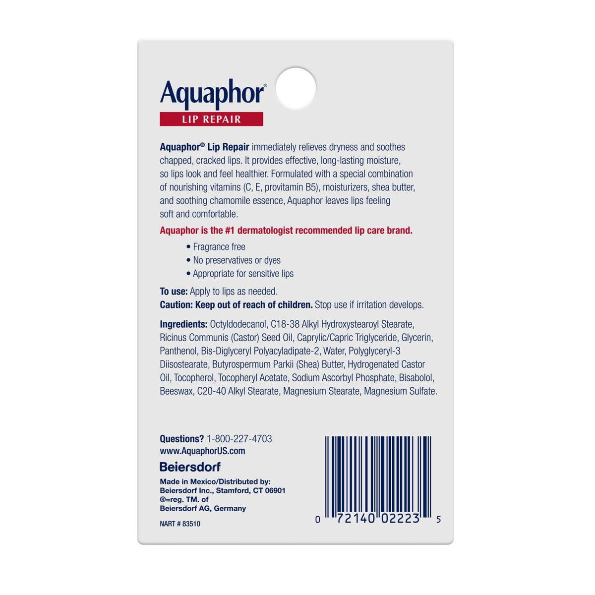 Moisturizing Lip Balm Pack - Aquaphor Lip Repair Ointment, 0.35 oz, 2 Pack