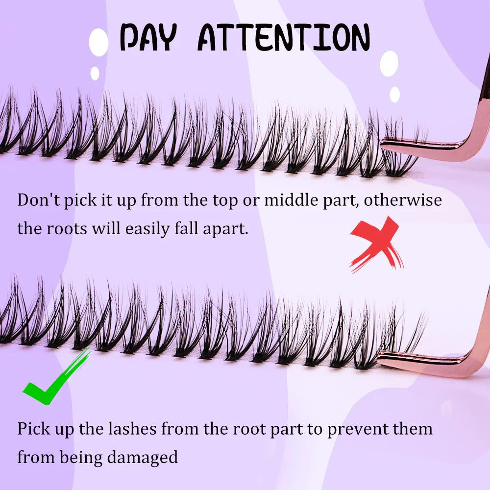 False Eyelash Extension Kit 480 Pieces Wispy Natural Fluffy Clusters
