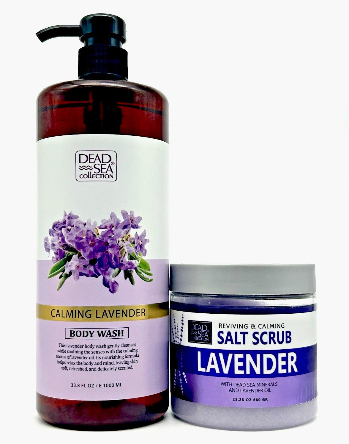 Dead Sea Collection Lavender Mineral Body Wash (33.8 oz) &Salt Scrub