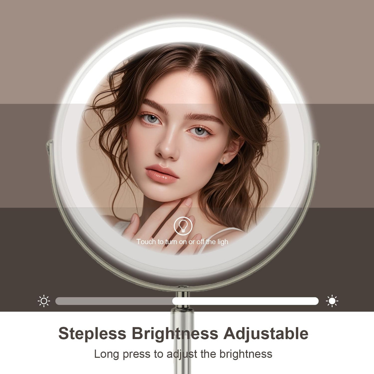 8.5-Inch Dual-Sided Makeup Mirror with Lights and 20X Magnification