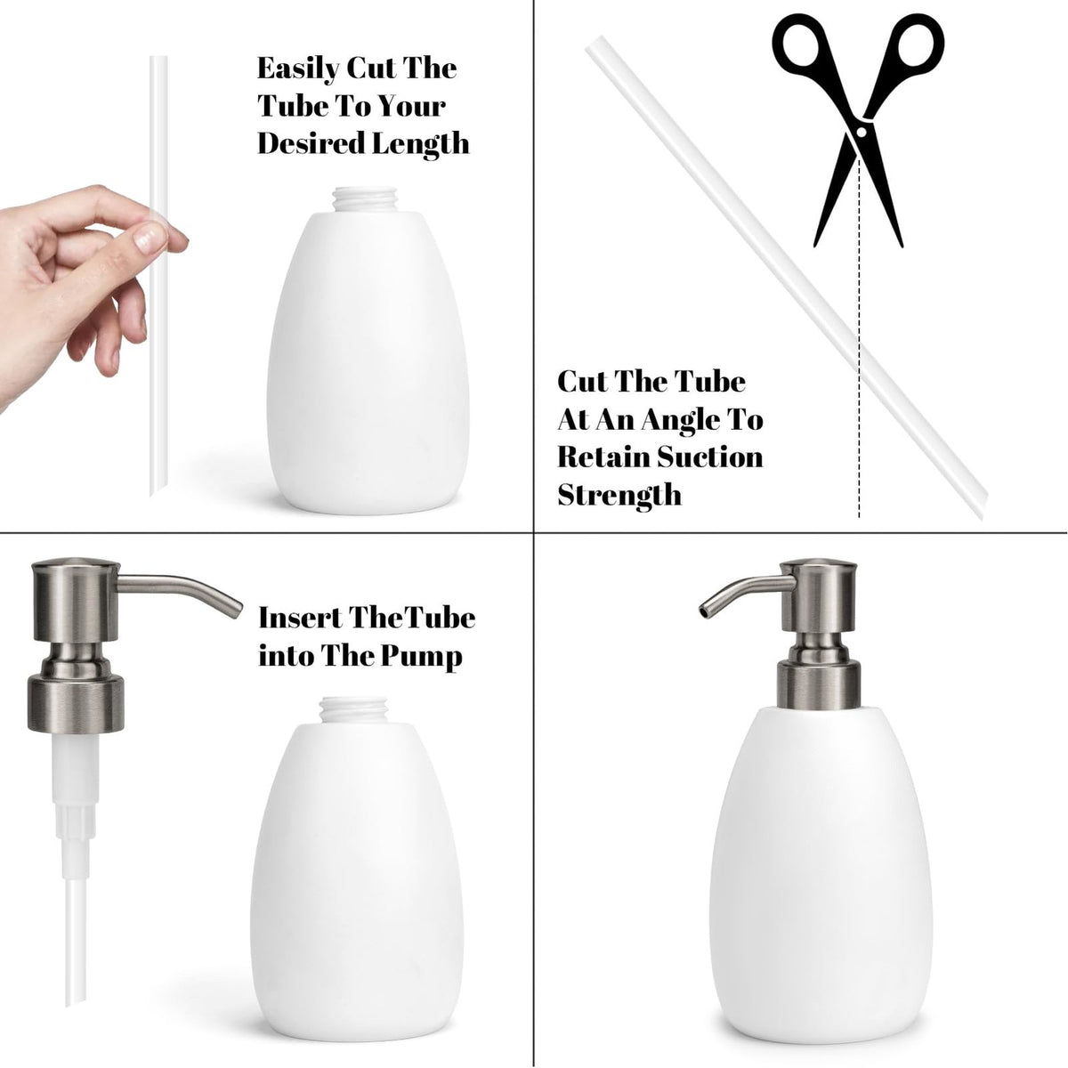 304 Stainless Steel Soap Dispenser Pump for Standard Bottles - Pack of 2