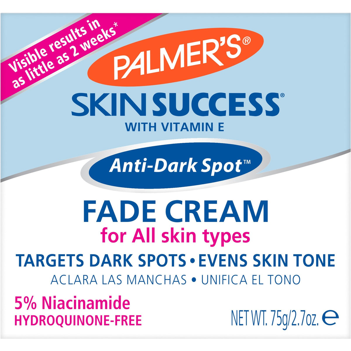 Anti-Dark Spot Fade Cream with Vitamin E & Niacinamide - 2.7 oz