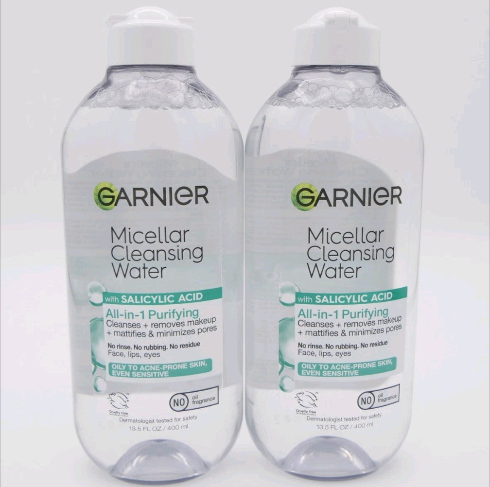 Garnier Micellar Cleansing Water with Salicylic Acid All-In-1, 13.5 oz (2 Pack)