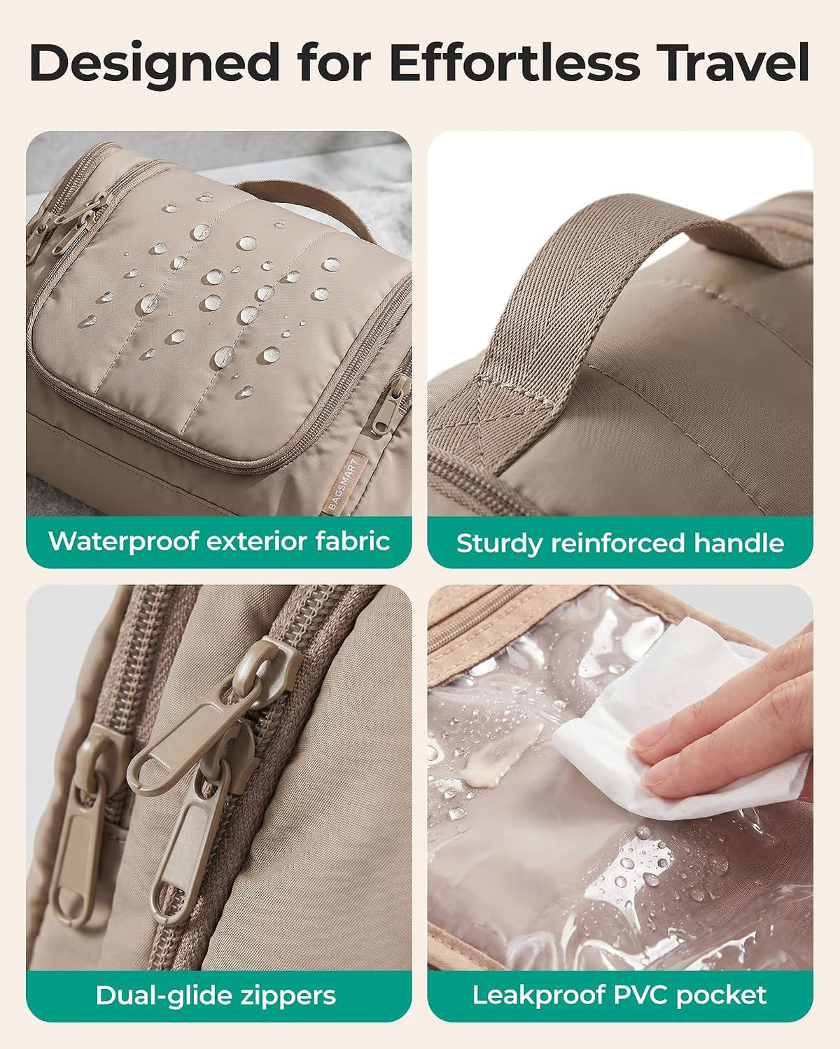 Water-Resistant Travel Toiletry Bag for Women with Hanging Hook – Puffy Organizer