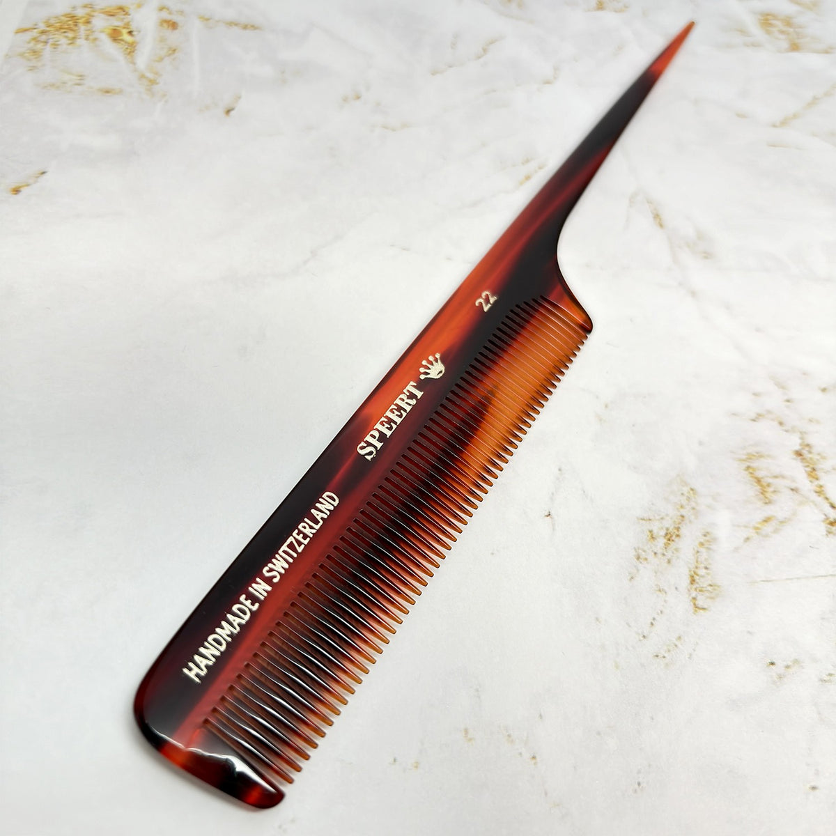 Handmade Swiss Cellulose Acetate Comb - Style #22, Havana Tortoise, 8x1 Inches