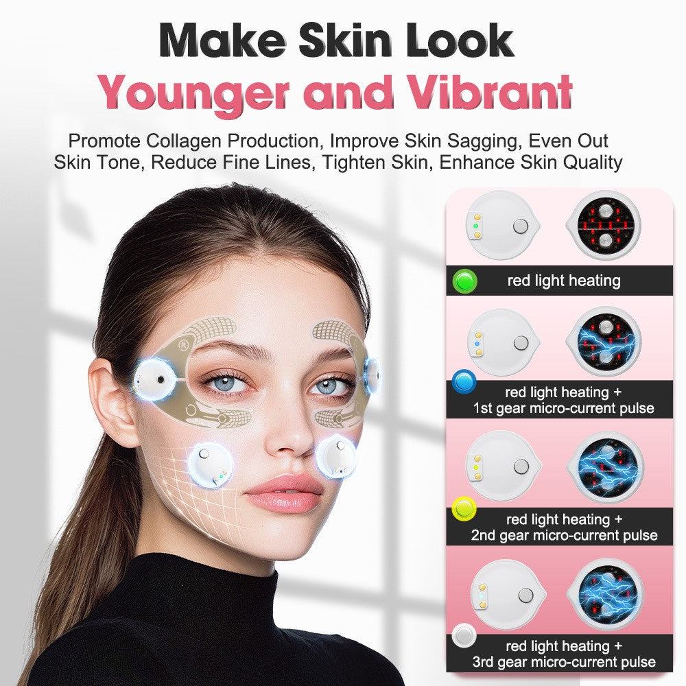 Microcurrent Red Light Therapy Eye & Facial Massager for Dark Circles & Skin Tightening