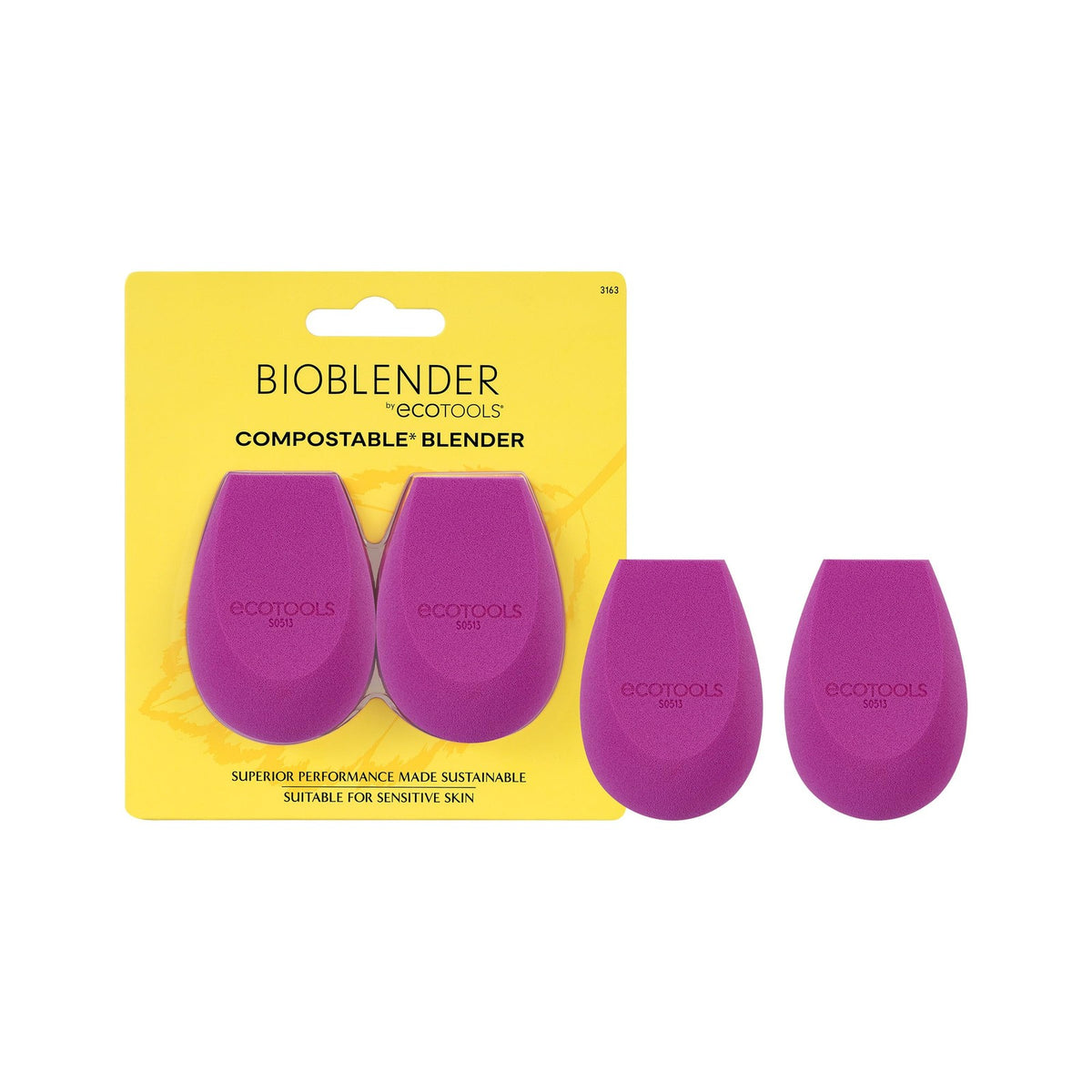 EcoTools Bioblender Makeup Sponge Duo - Compostable, Vegan & Cruelty-Free, Purple