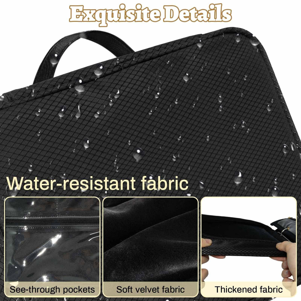 Travel Jewelry Organizer Case with Waterproof Nylon & Zipper - Compact Black Storage Bag
