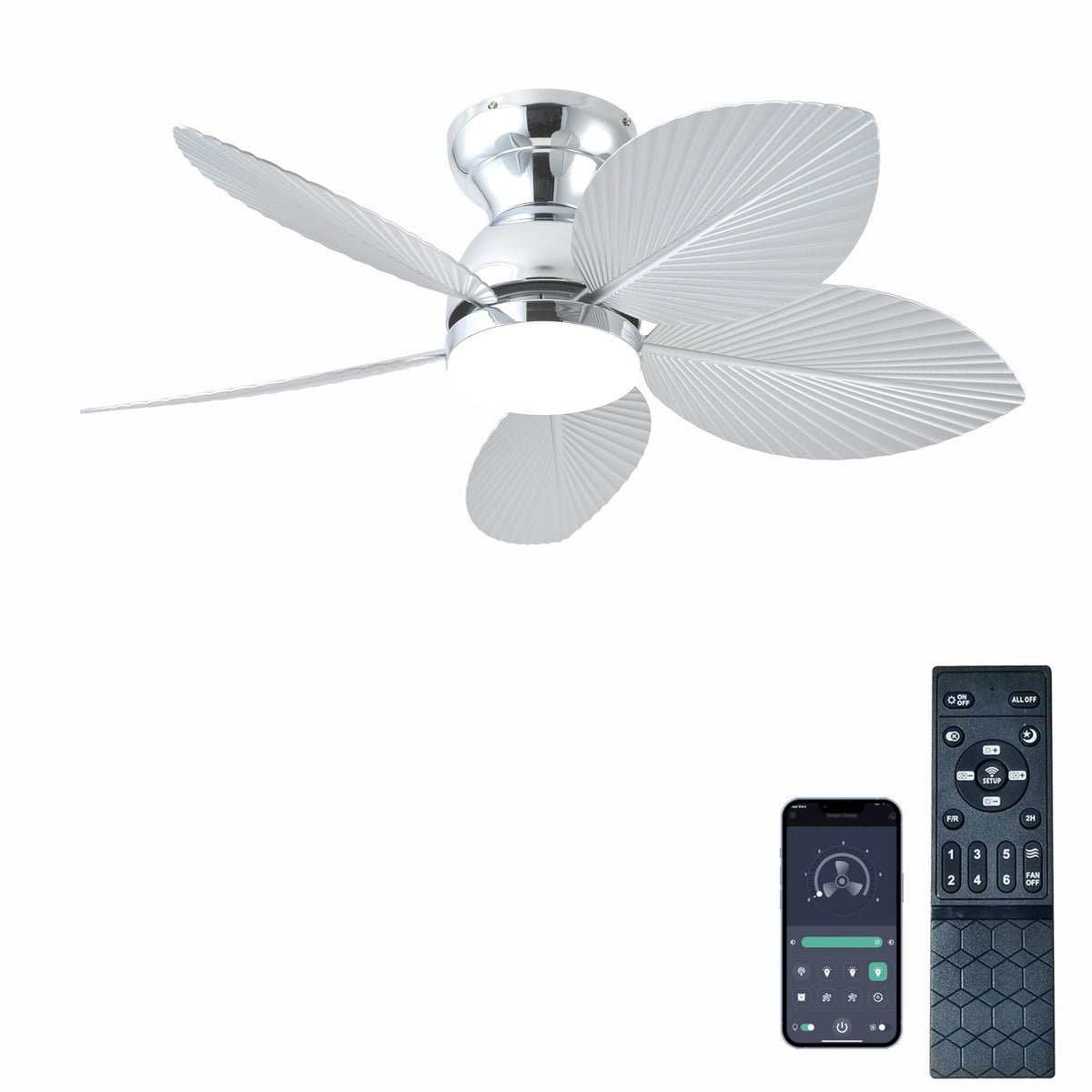 38-Inch Modern Ceiling Fan with Light and Remote Control, Reversible Blades