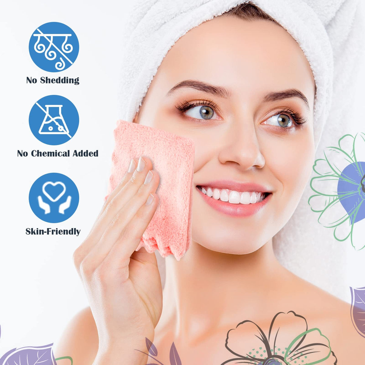 Makeup Remover Cloths - Ultra Soft Reusable Facial Cleansing Pads, Pack of 24