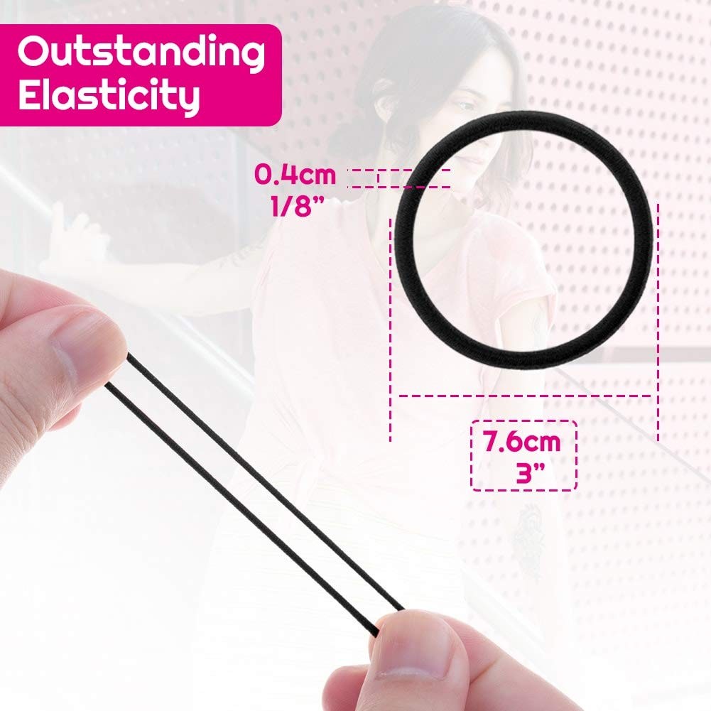 Anezus 200 Pcs Black Elastics Hair Ties Small 1 Count (Pack of 200),