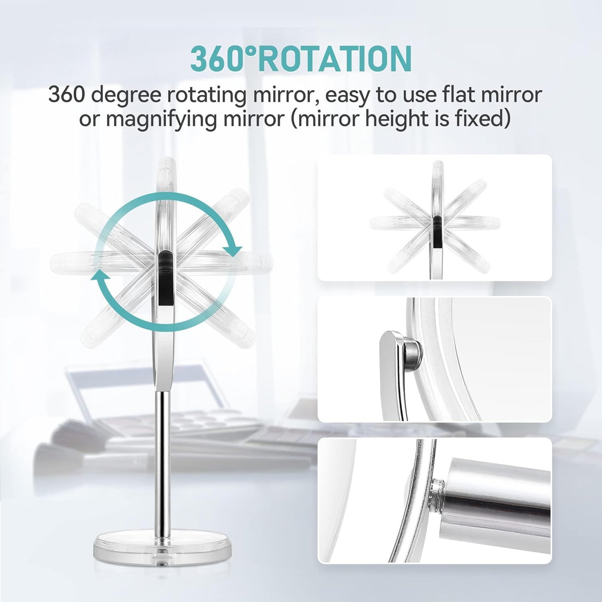 Double-Sided Magnifying Makeup Mirror with Stand - 1X & 20X