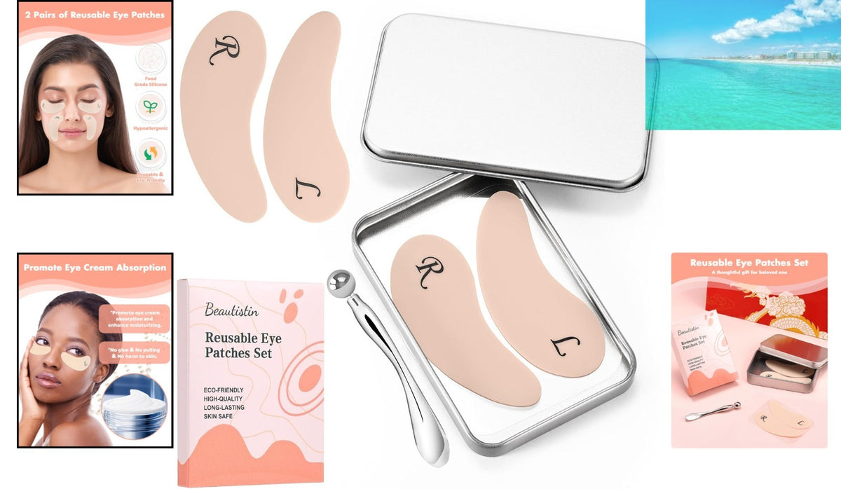 Eco-Friendly Under Eye Wrinkle Patches - 2 Pairs Silicone with Tin Storage Case