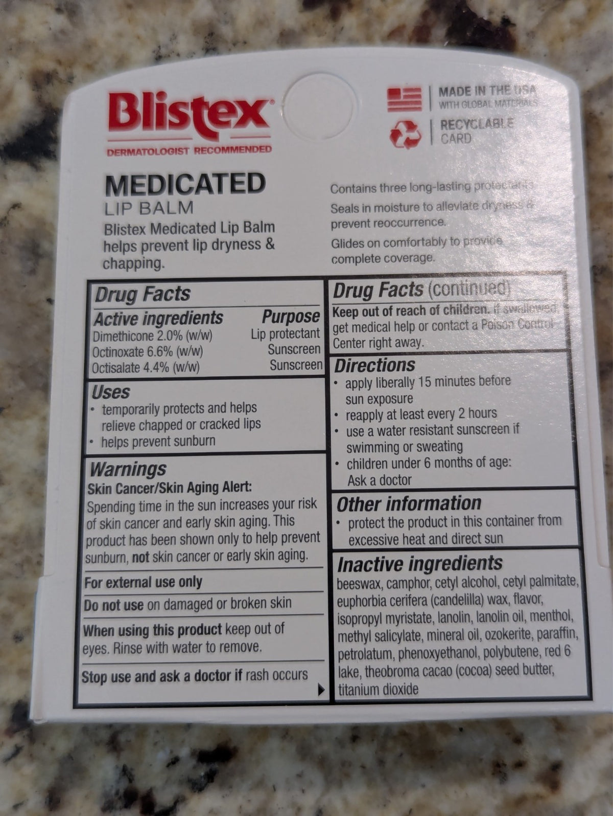 Medicated Lip Balm with SPF 15 - Moisturizing & Sun Protection, 2 Pack