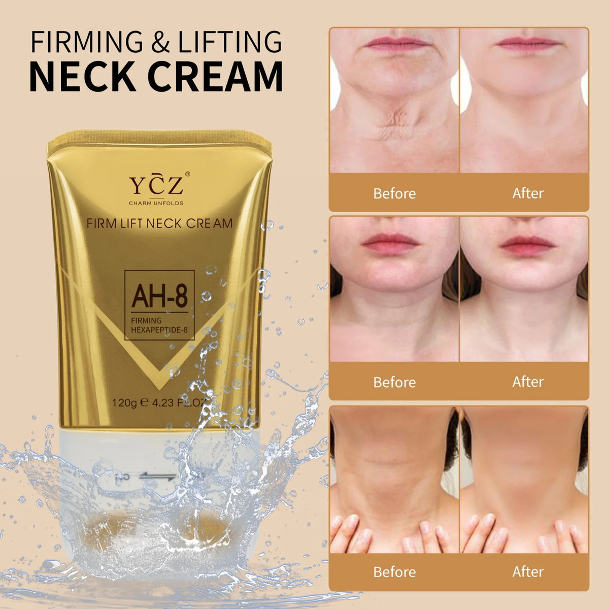 Neck Firming Cream with Hexapeptide - Anti-Aging Moisturizer for Neck & Chest, 4.2oz