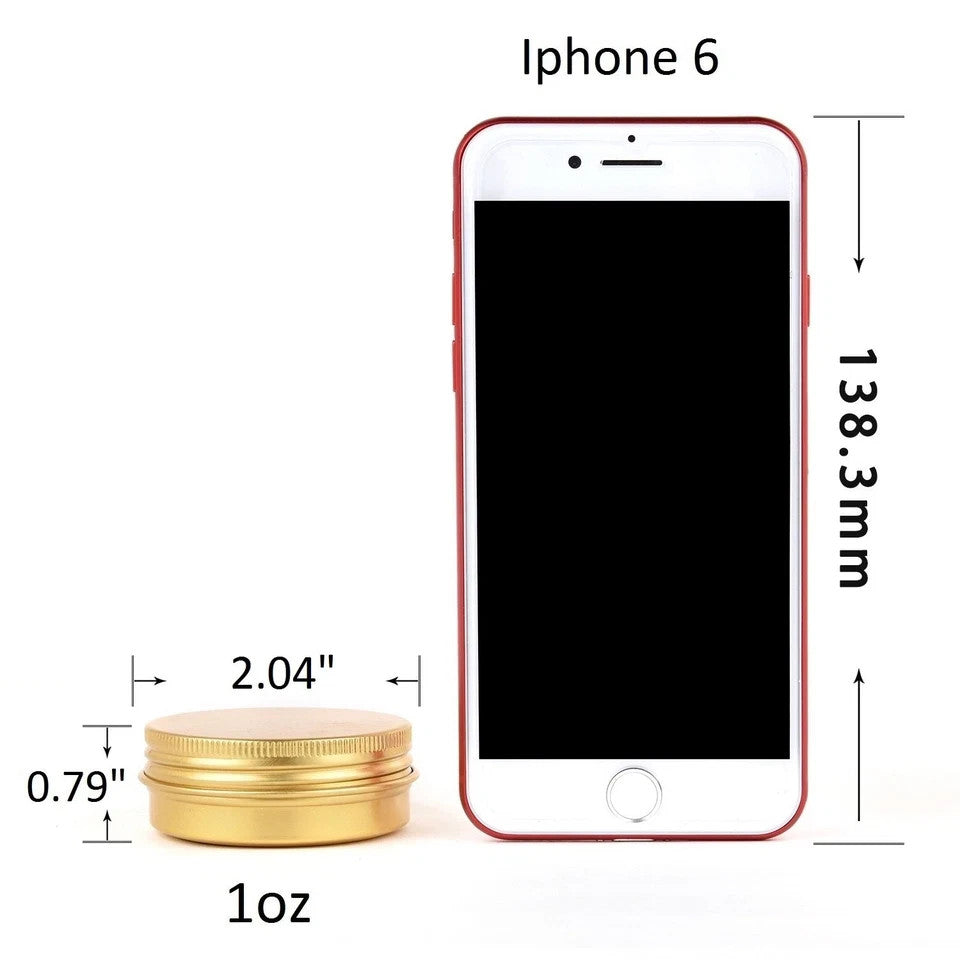 1 oz Aluminum Metal Tin Containers with Lids - Gold, 48 Pack