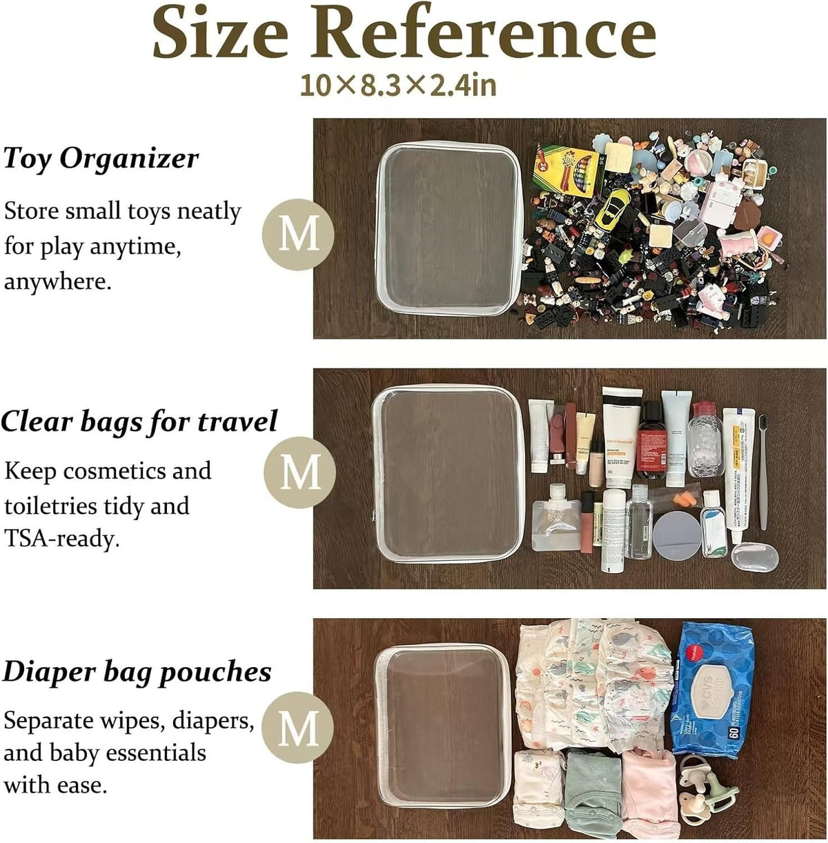 Set of 4 Clear Hard Shell Travel & Storage Pouches - Organizer Bags