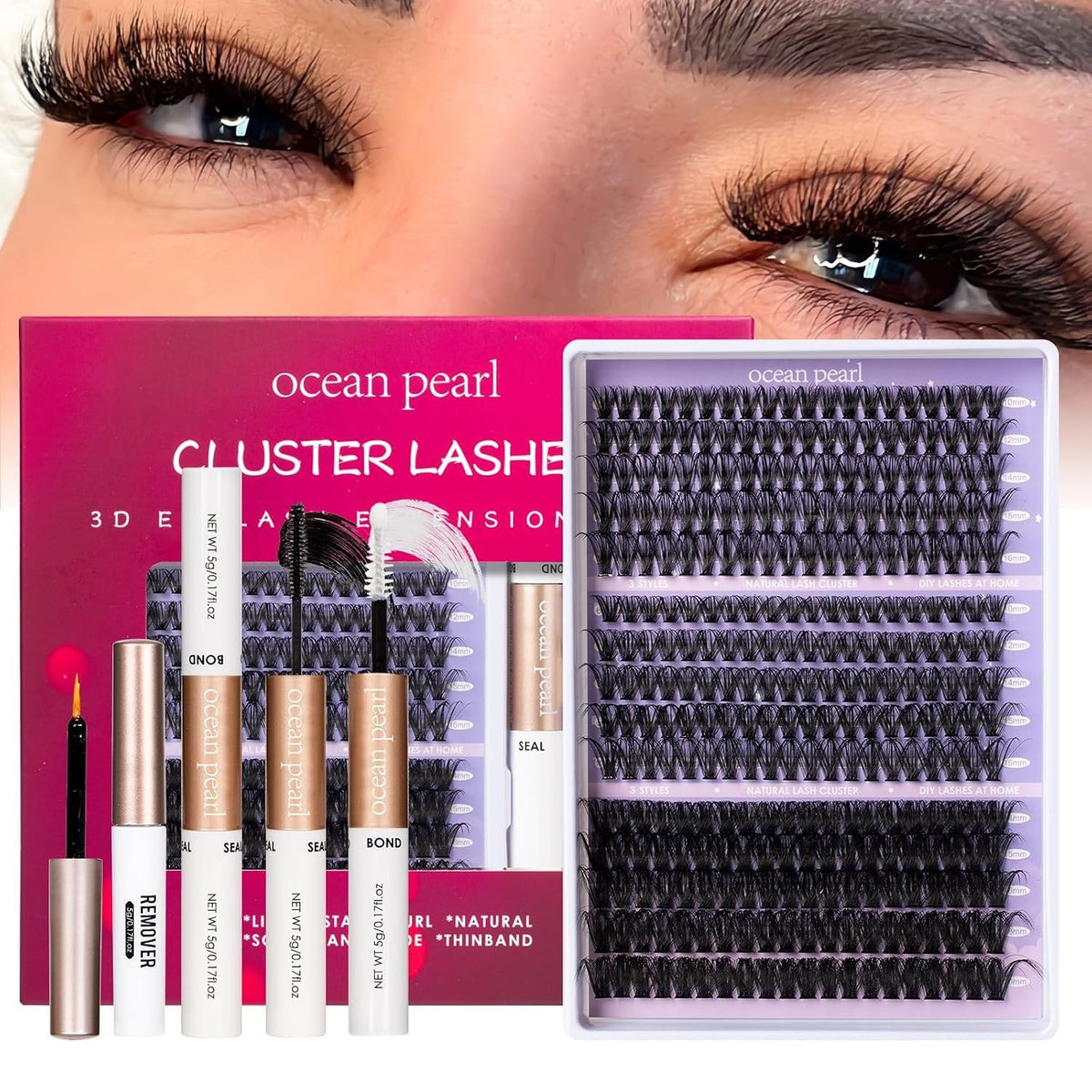 DIY Lash Extension Kit with 300 Cluster Lashes & Adhesives for Salon-Quality Looks