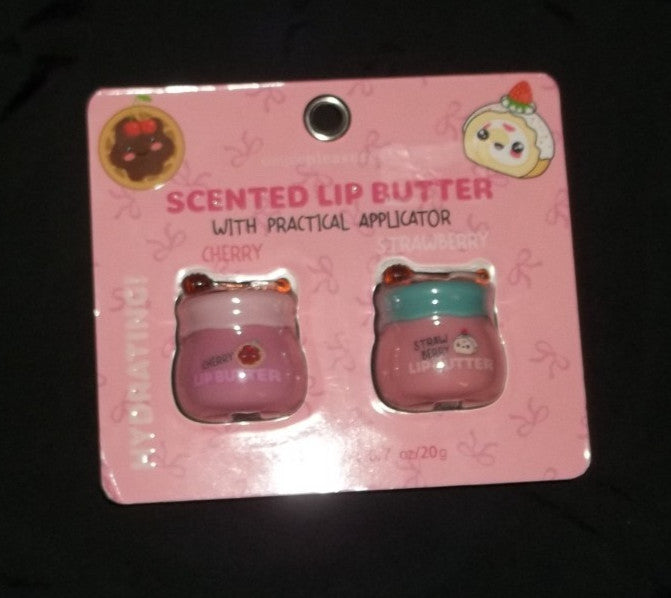 Tween Girls 2-Pack Scented Lip Butter with Applicator - Strawberry & Cherry
