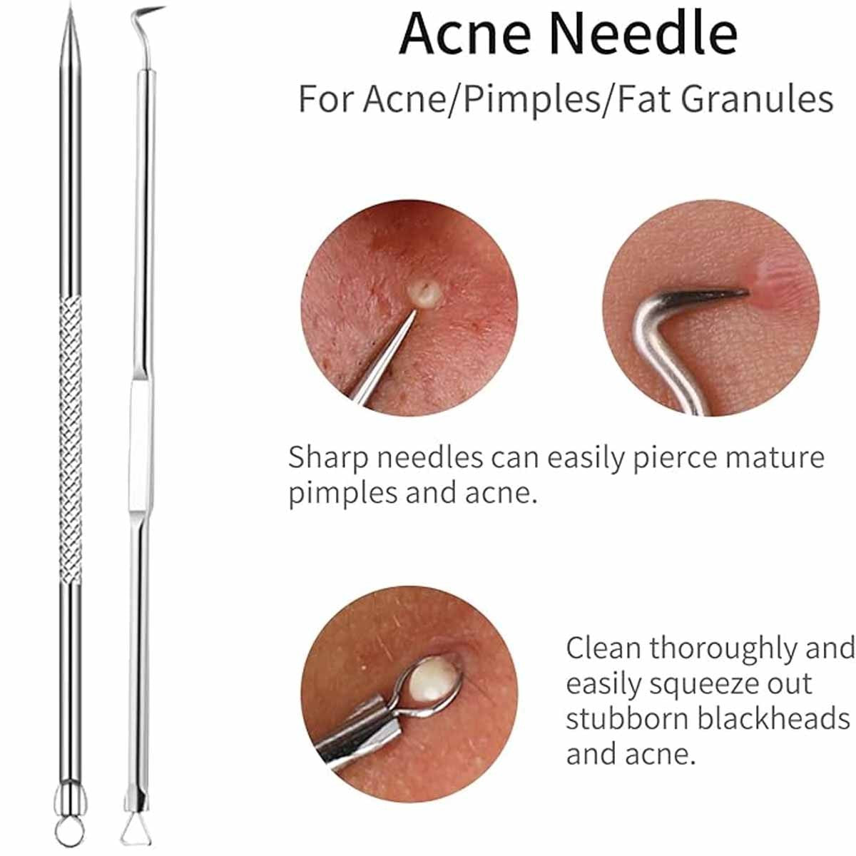 Blackhead Removal Tool Set - 9-Piece Acne Pimple Extractor Kit with Leather Case