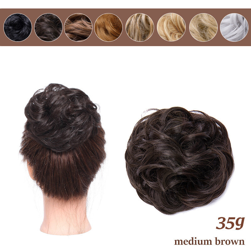 Natural Curly Messy Bun Hair Piece Extensions - Real Human Hair, Updo Scrunchie