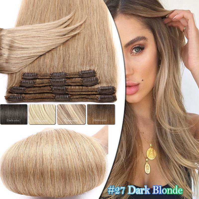 Thick Double Weft Clip-In Human Hair Extensions - Full Head Set