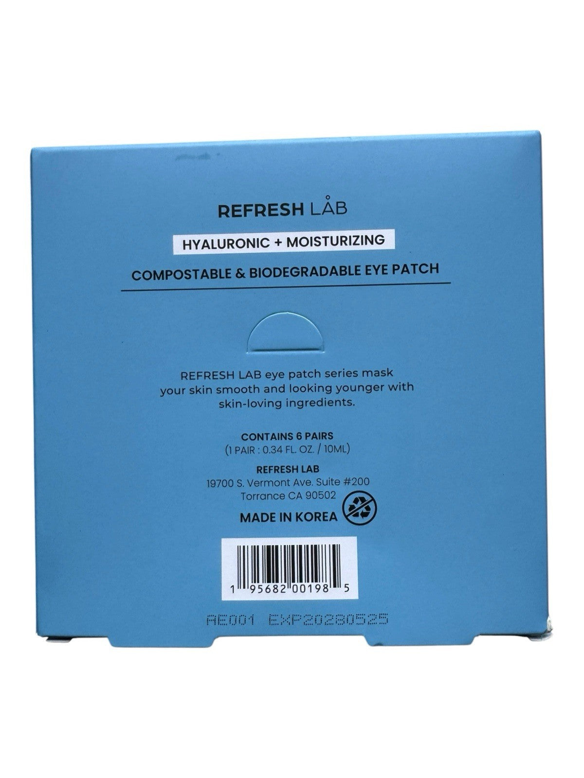 Hyaluronic Moisturizing Eye Patches - 12 Count, Biodegradable & Hydrating