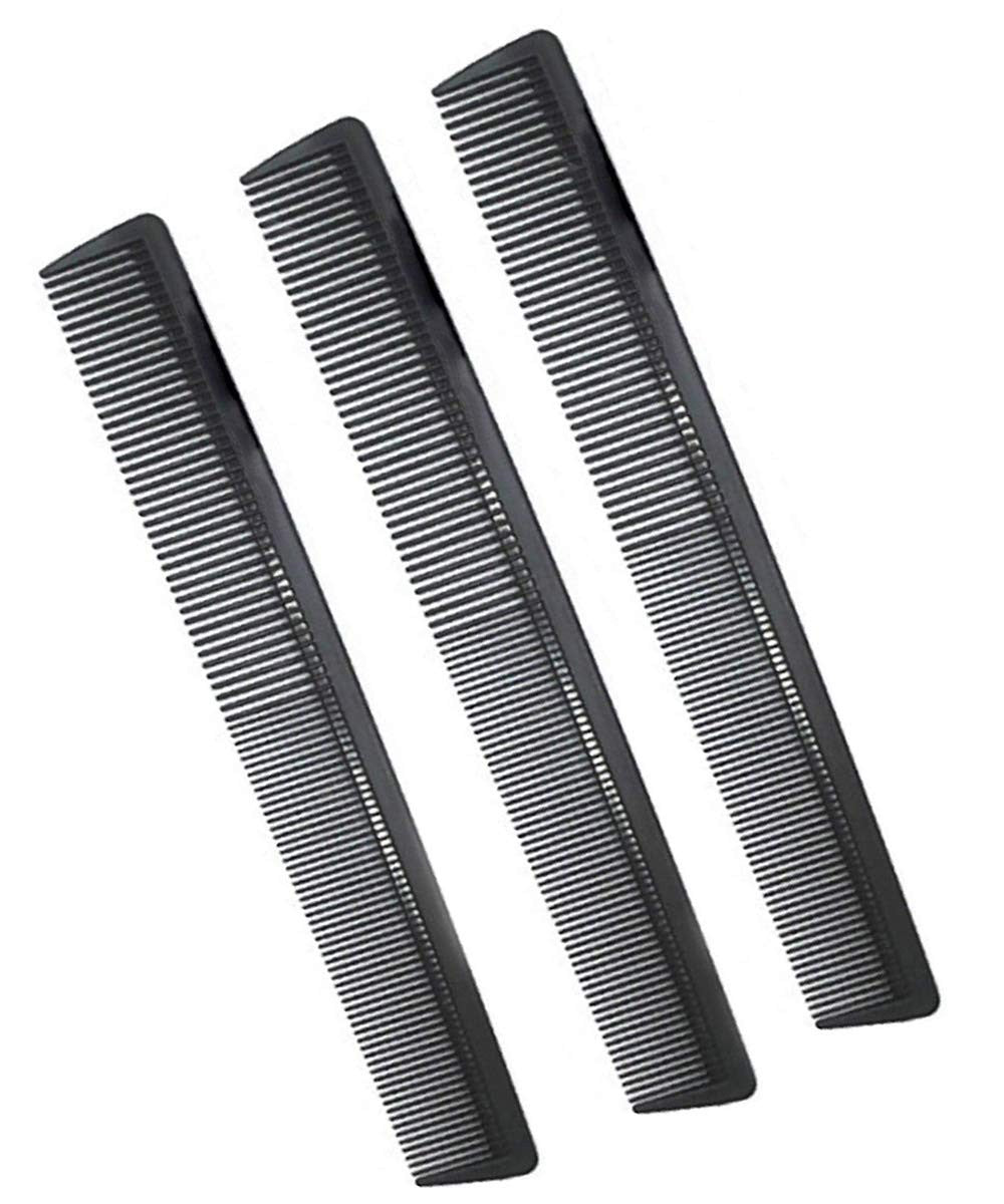 3 Pack Carbon Fiber Hair Cutting Combs - Professional Styling Tools Black