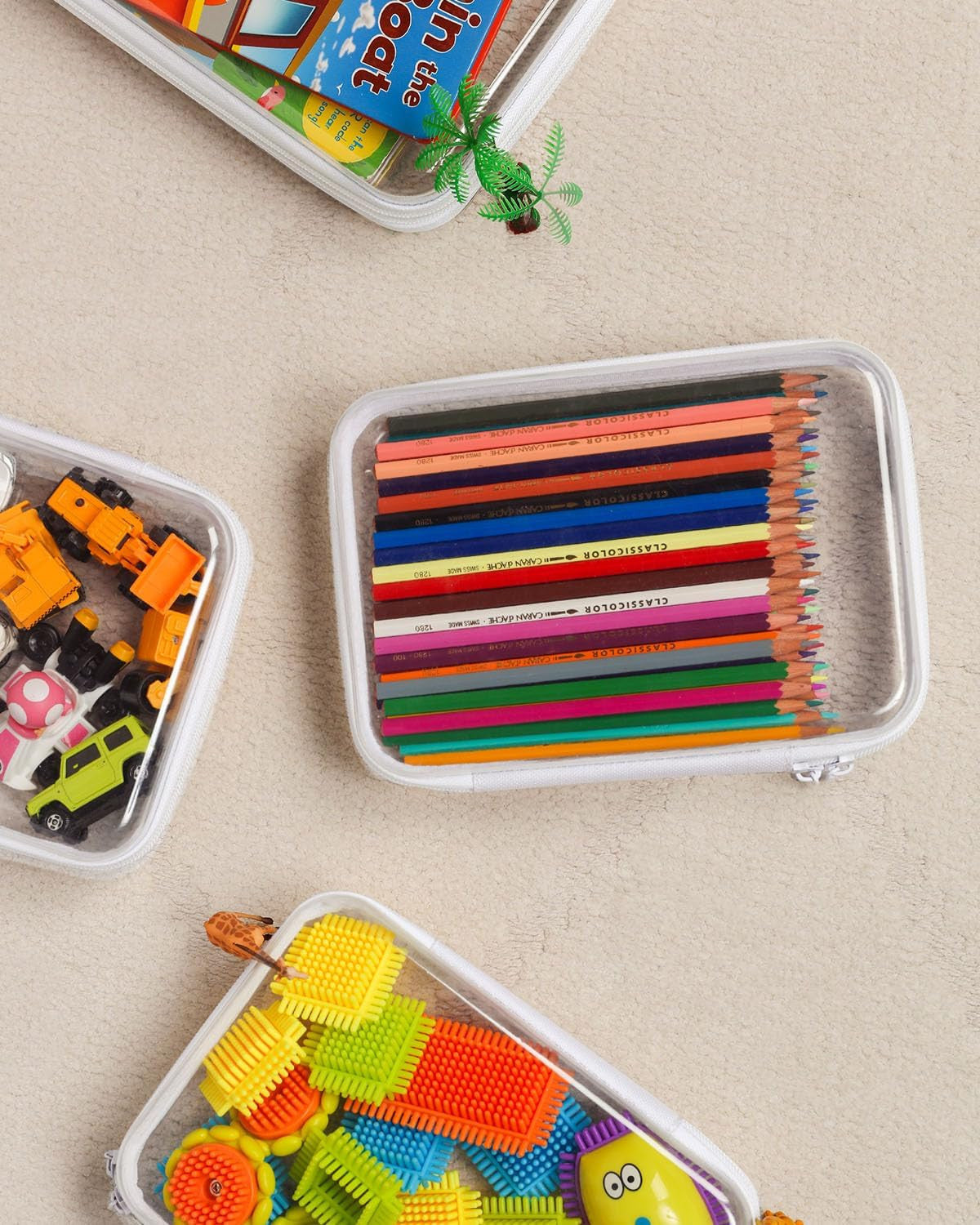 Transparent Rigid Plastic Storage Cases with Zipper - Set of 3