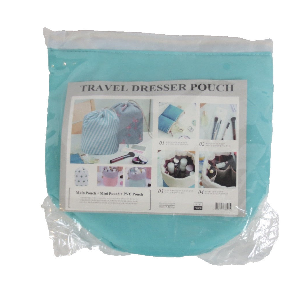 Travel Cosmetic Toiletry Bag with Mini Pouch Aqua Drawstring Organizer