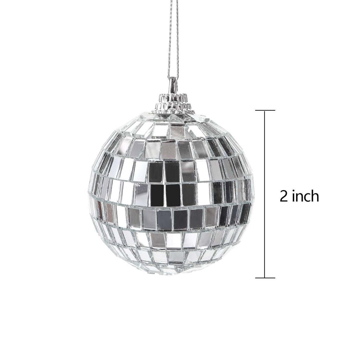 40 Pack 2-Inch Silver Disco Mirror Balls for Parties & Decorations