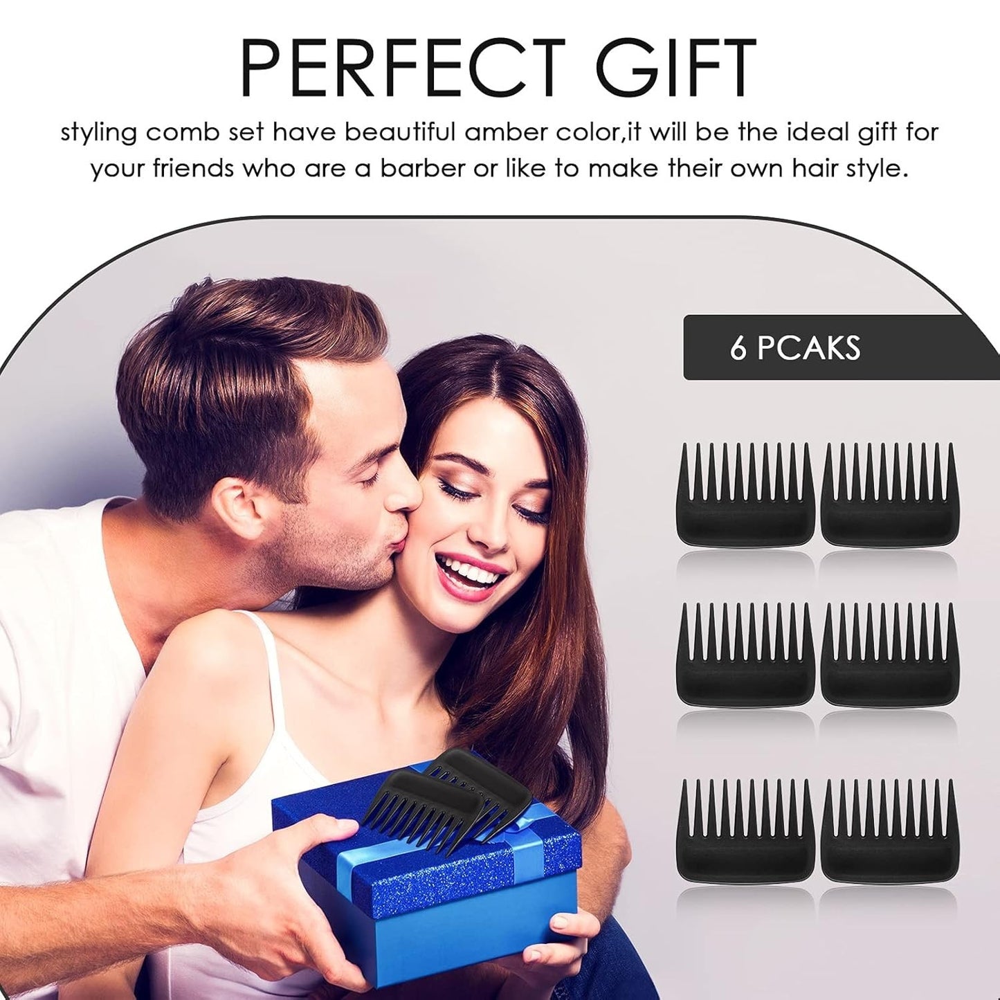 6 Pieces Pocket Wide Tooth Hair Combs for Detangling and Styling