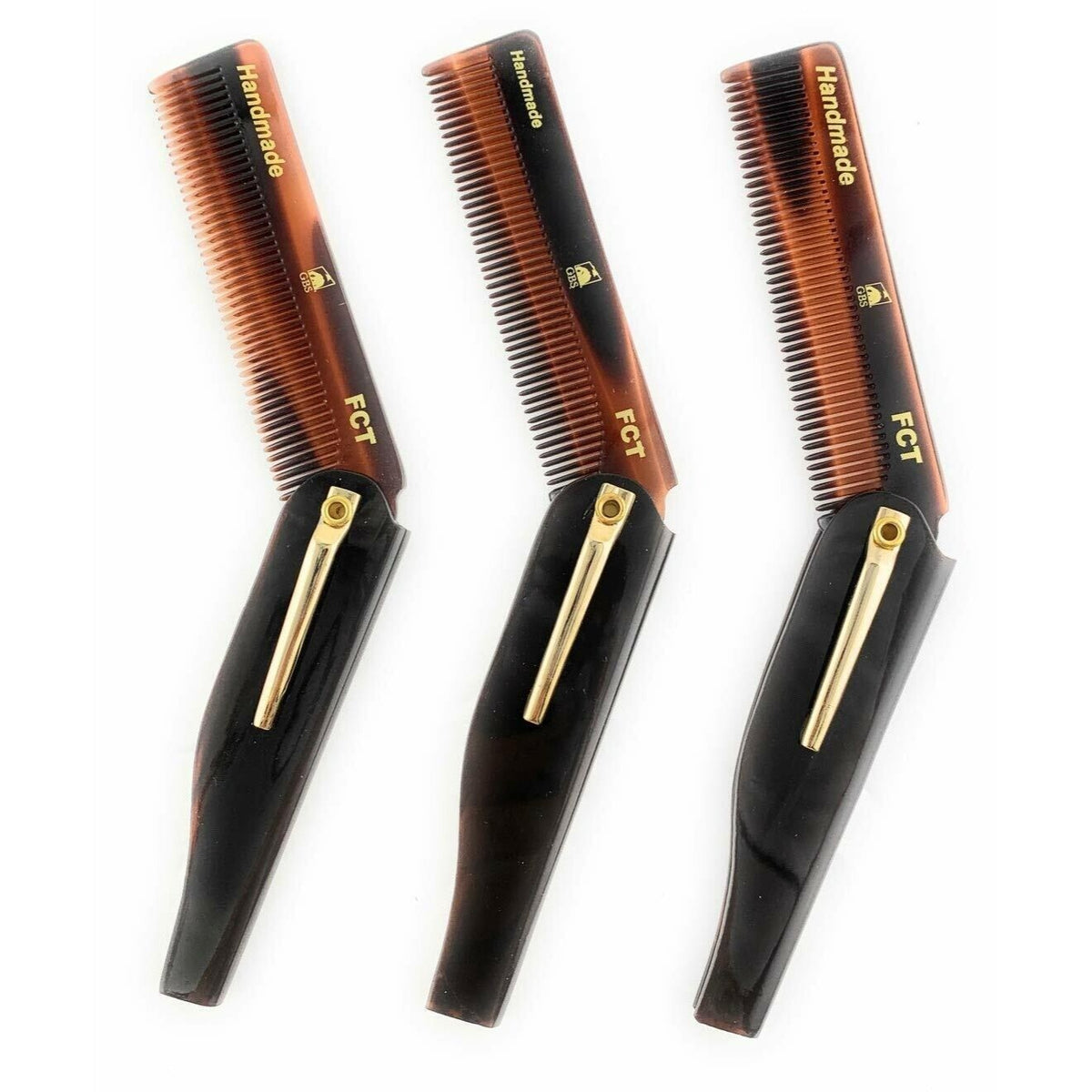 3-Pack Folding Antistatic Hair Beard Mustache Pocket Combs for Travel & Grooming