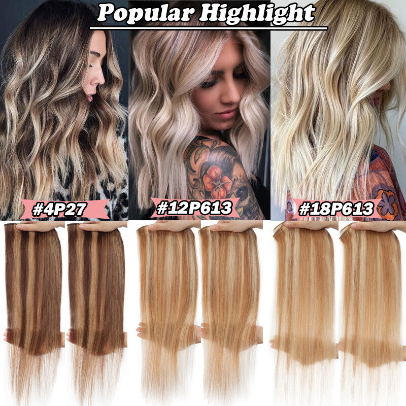 Russian Clip-In Hair Extensions 100% Remy Human Hair Full Head Long-Medium