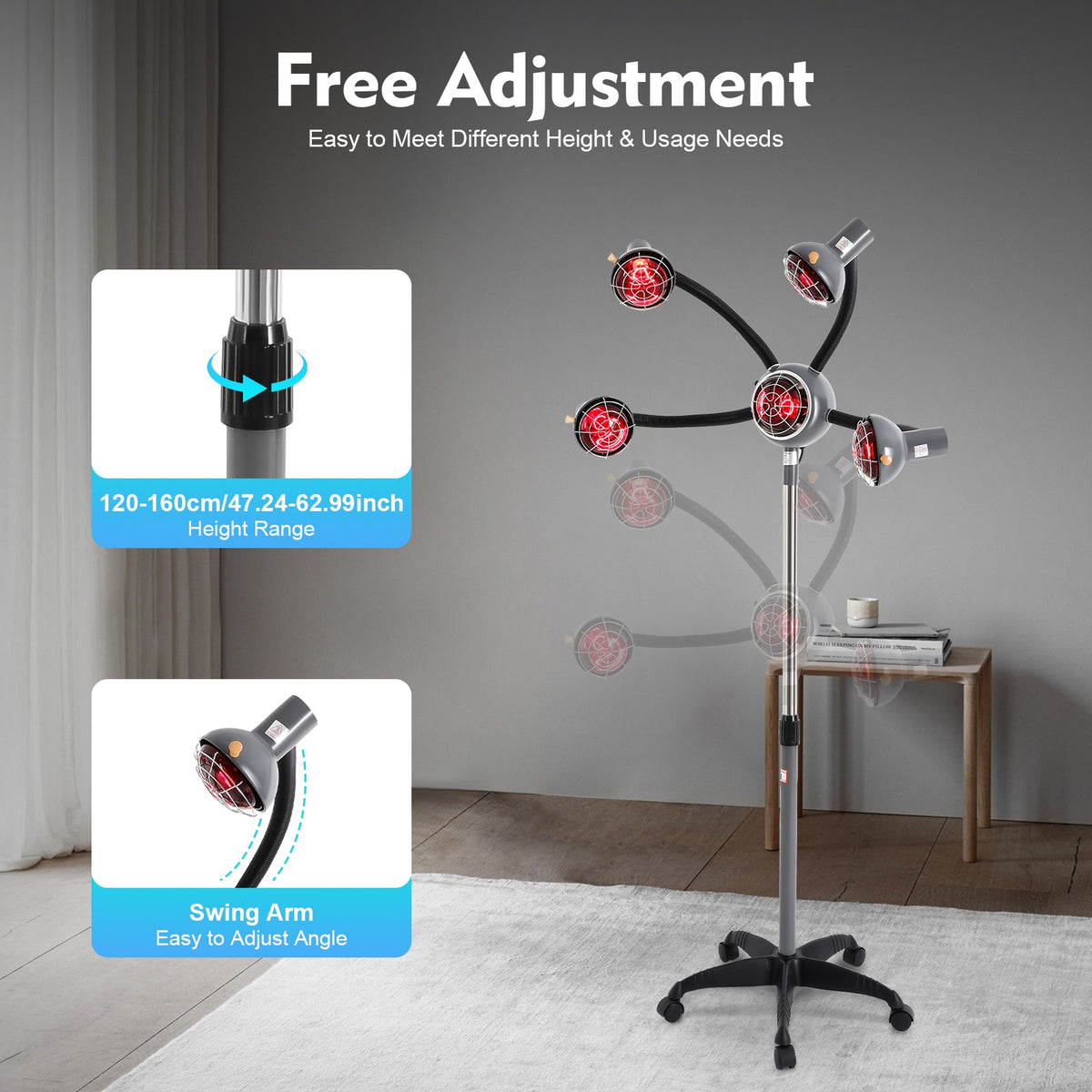 5-Head Infrared Light Therapy Lamp for Hair Perming & Dyeing Salon Equipment