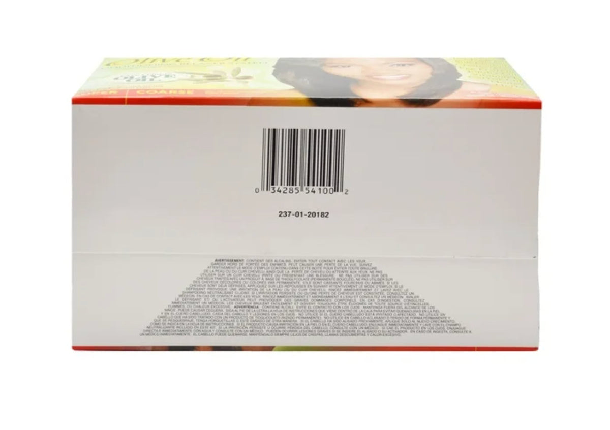 Olive Oil Hair Relaxer Kit for Coarse Hair - No Lye Straightening