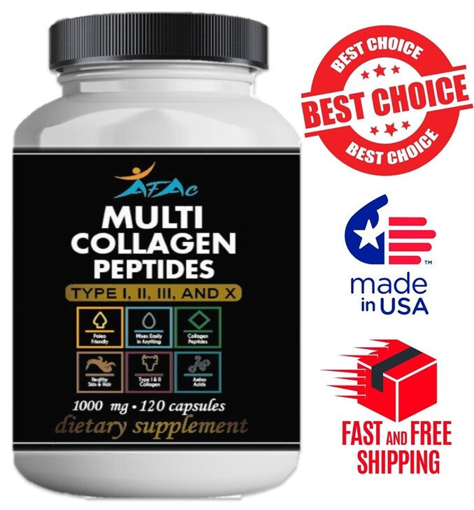 Collagen Peptides Pills - Anti-Aging Supplement for Skin Hair Joints 120 Capsules