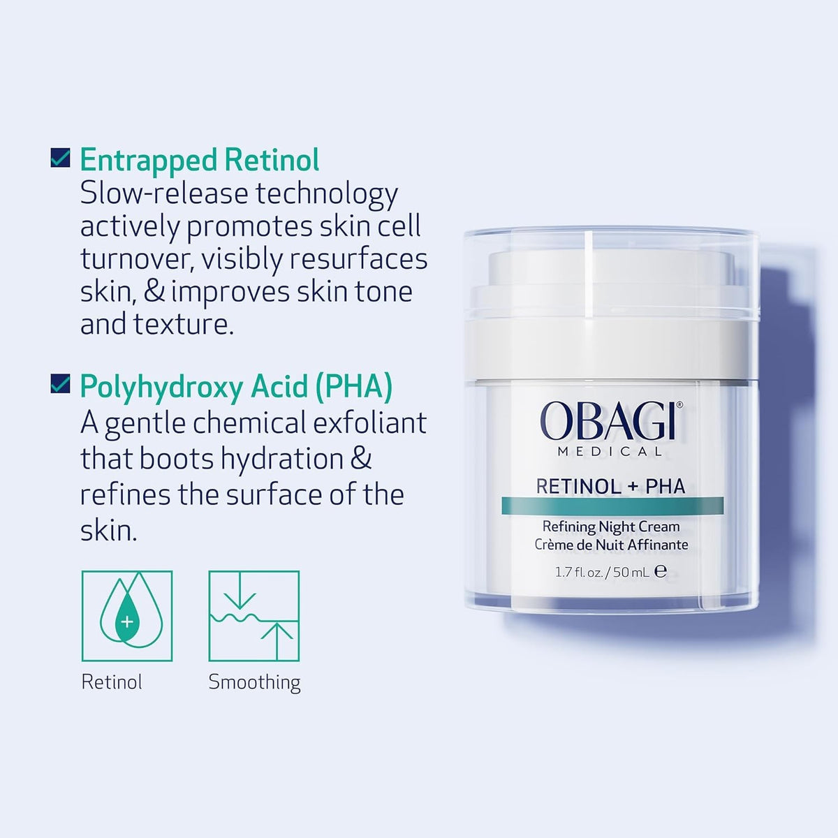 Obagi Retinol PHA Night Cream - Skin Renewal & Anti-Aging 50ml
