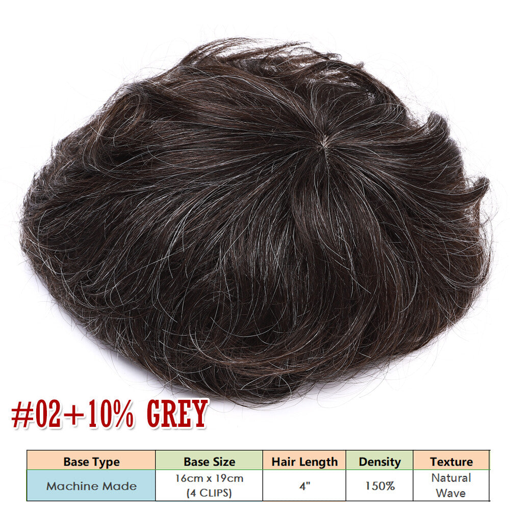 Men's Hair Replacement System Toupee Human Hair Skin V Loop - Natural-Looking Hairpiece