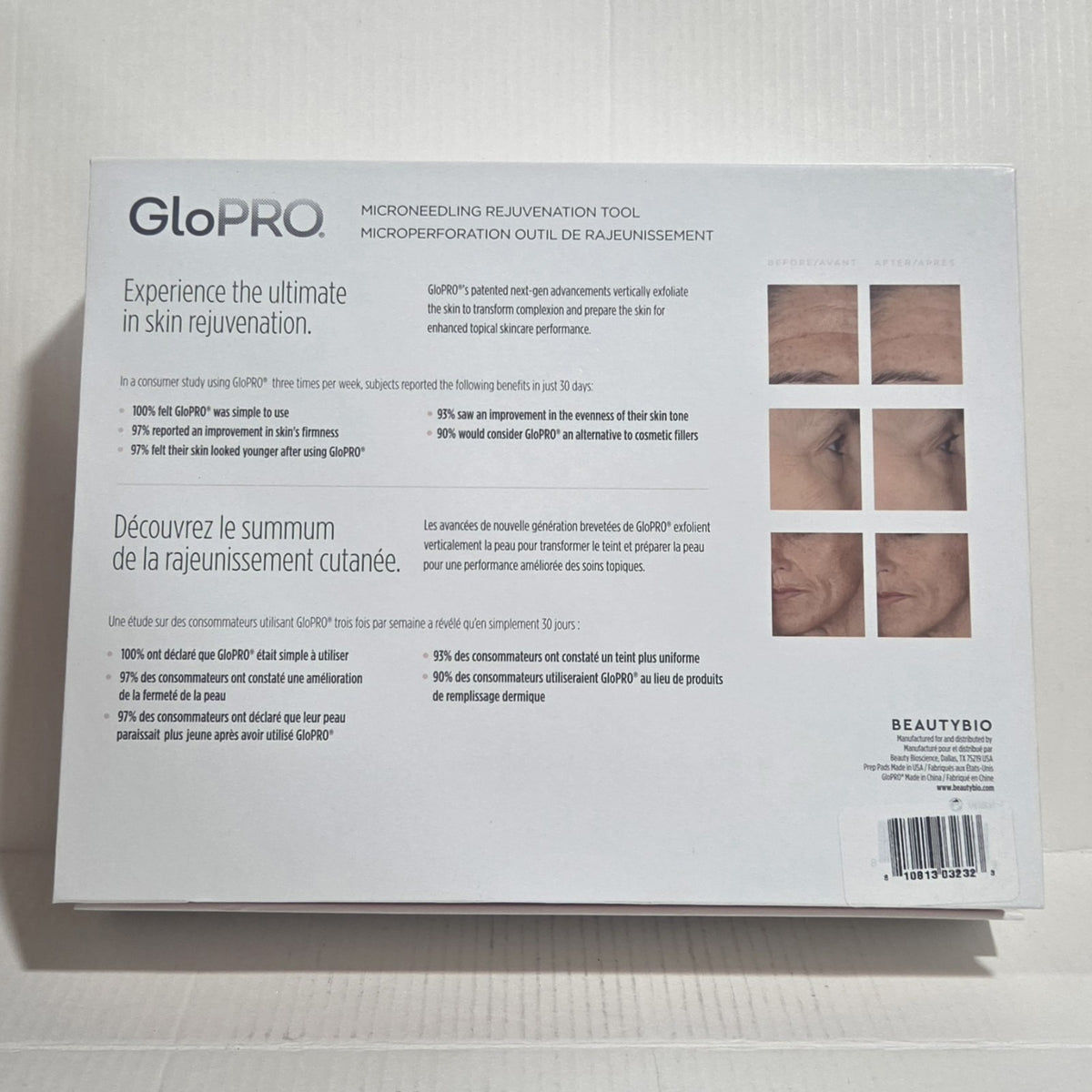 Microneedling Skin Regeneration Tool with LED Light - Rose Gold, Reusable Pads
