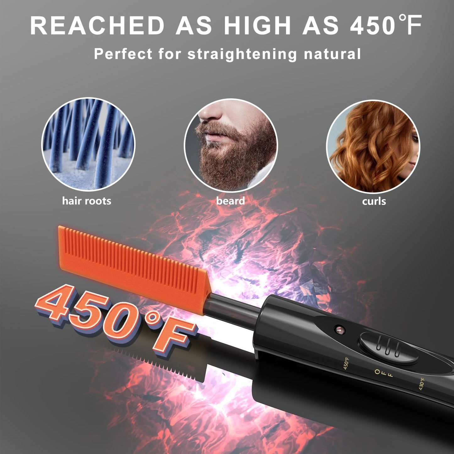 Electric Hot Comb for Natural Hair - 2 Inch Wide, Fast Heating, Gold