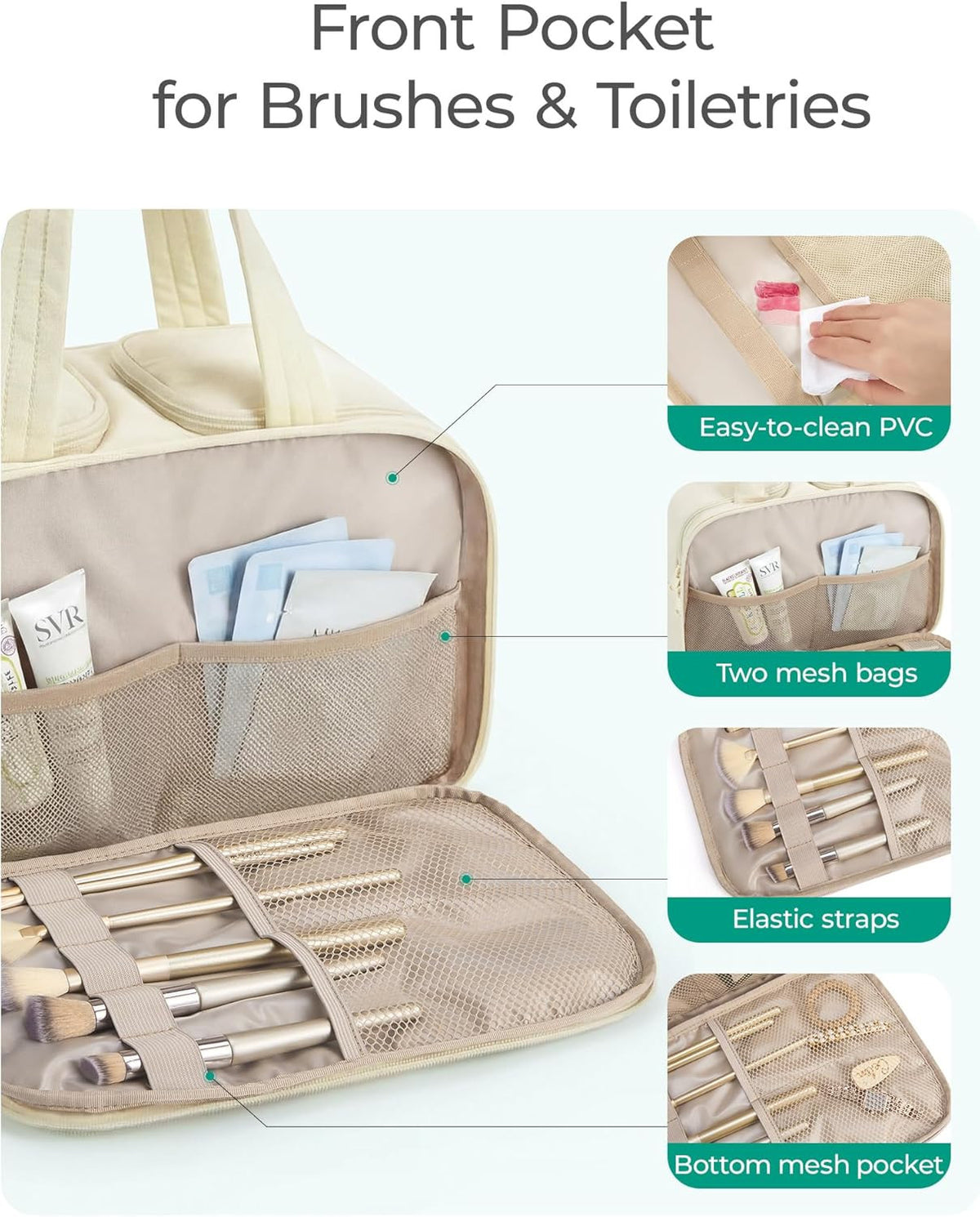 Large Travel Toiletry Bag for Women - Puffy Organizer with Handle
