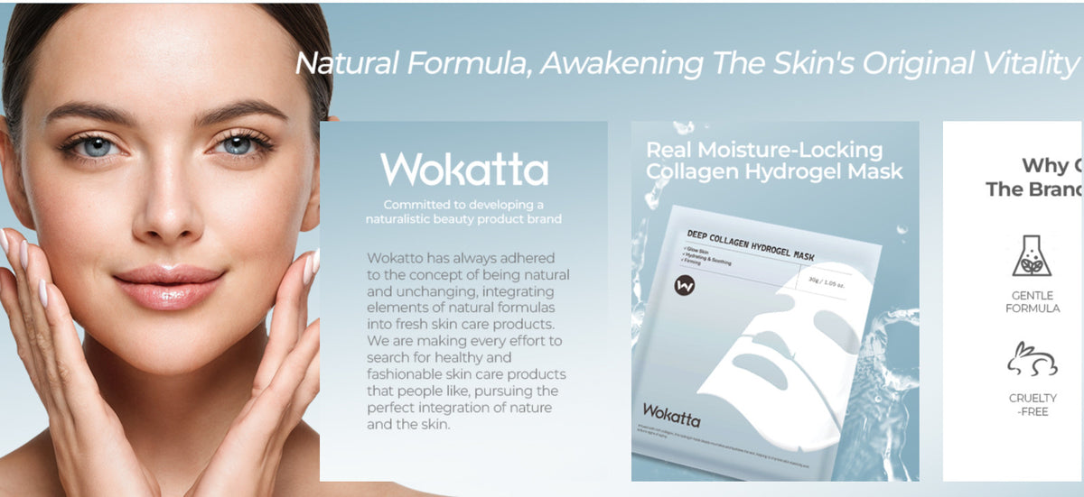 Collagen Hydrogel Face Mask, Overnight Hydrating Sheet Mask 30g×6ea