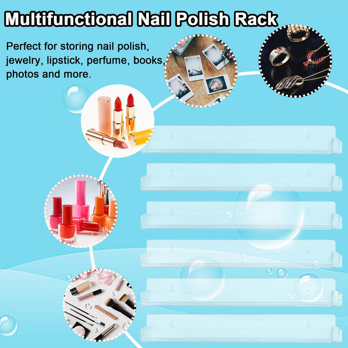 Wall Mounted Nail Polish Rack Organizer Holds 90 Bottles Clear Acrylic