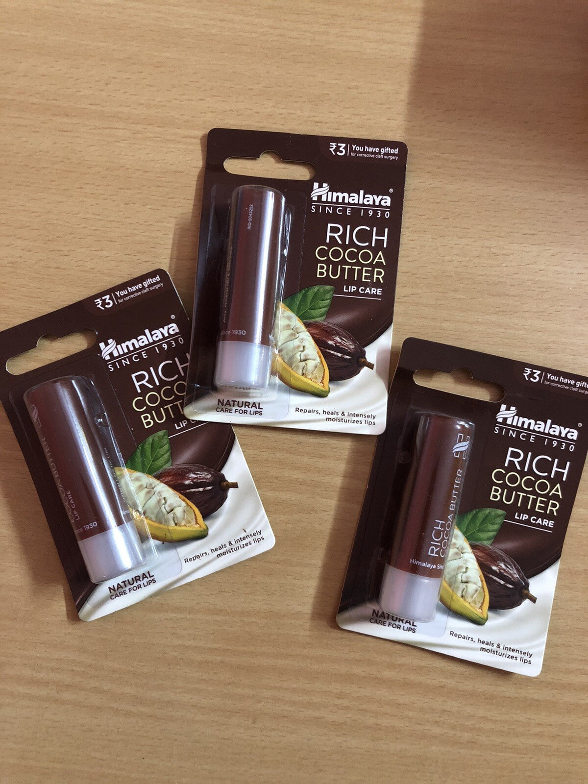 Himalaya Herbal Cocoa Butter Lip Balm Set - Moisturizing Lip Care, 4.5g x3