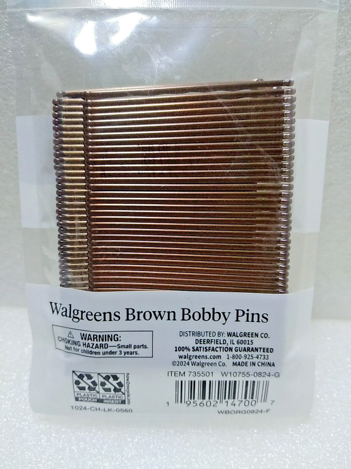 Walgreens ☆ Bobby Pins Brown 90 Count