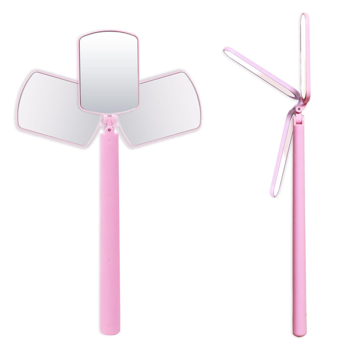 Large Folding Lash Mirror with 260° Rotation for Eyelash Extensions - Portable Pink Eyewear