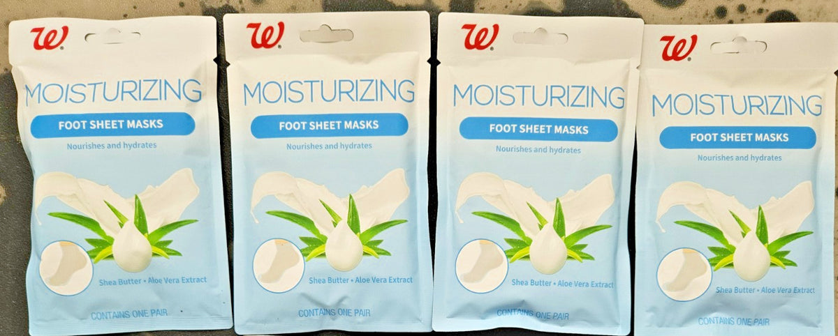 Moisturizing Foot Sheet Masks with Shea Butter & Aloe Vera - 4 Pack