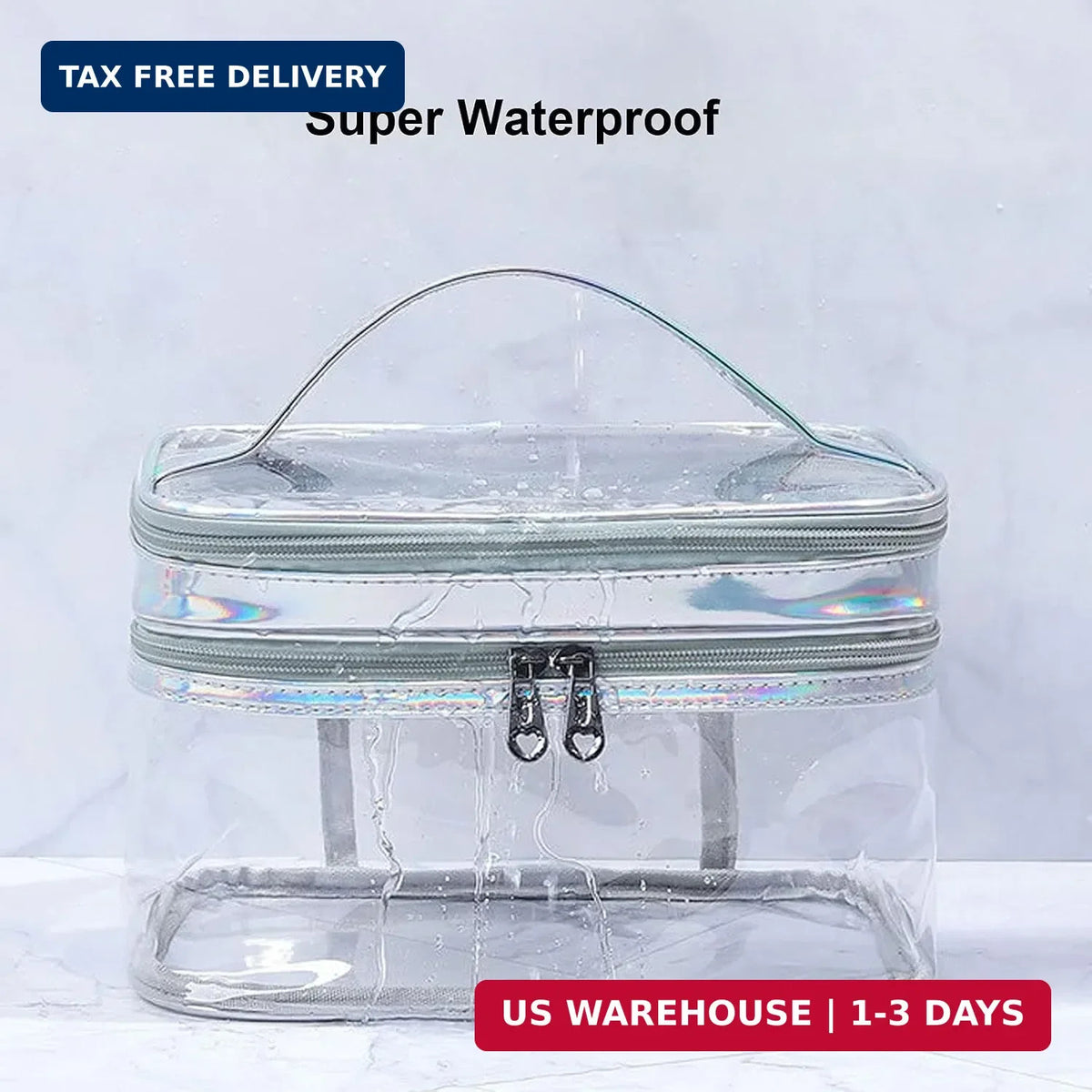 Clear Dual Layer Travel Cosmetic Bag Waterproof Makeup Organizer