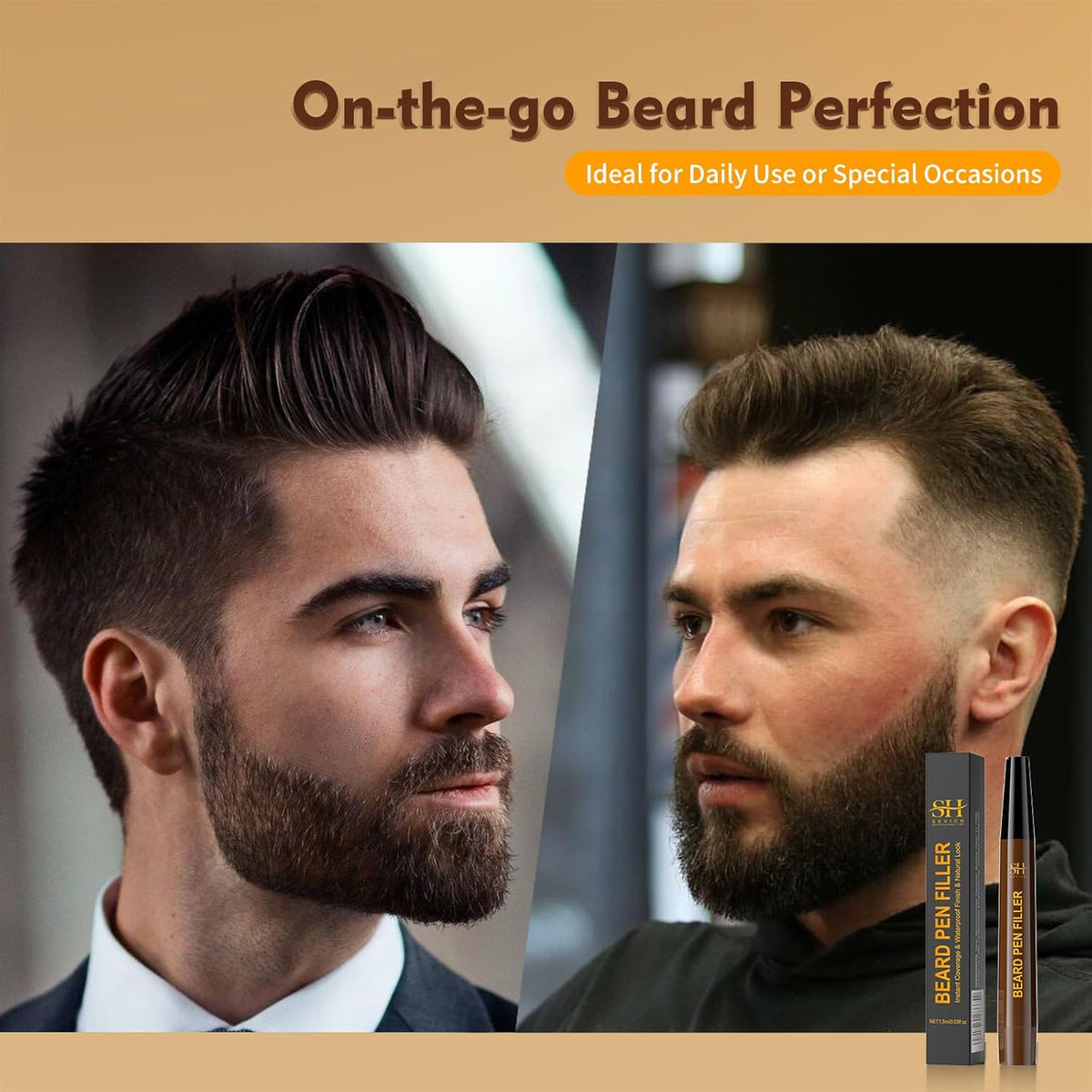 Men's Waterproof Instant Beard Pencil Filler - Natural Look, Black